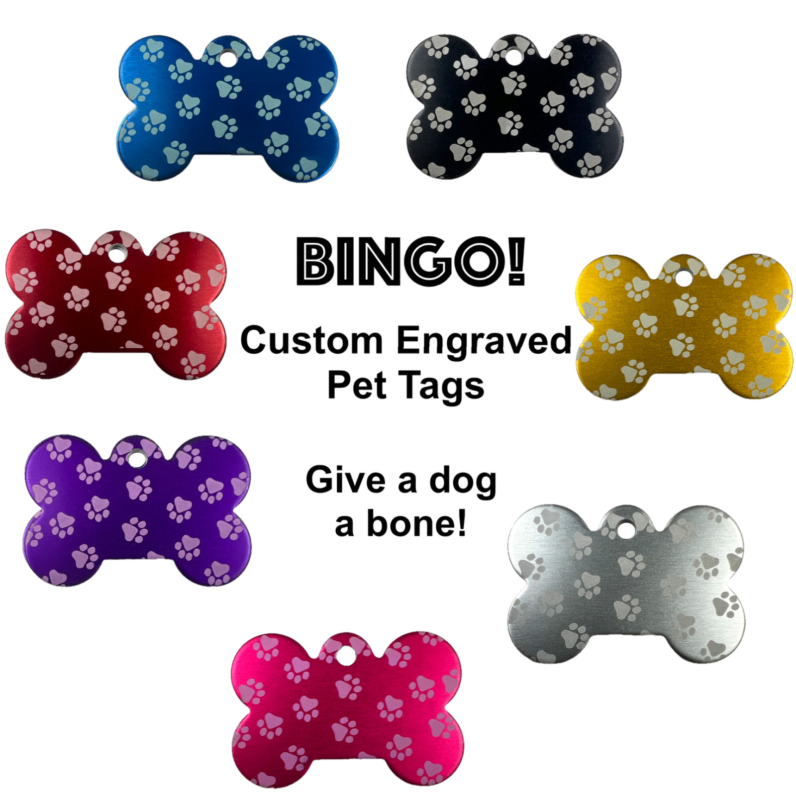 Custom Engraved Dog Tags Personalized Dog Collar Pet Tags Engraved PET ID PAWS