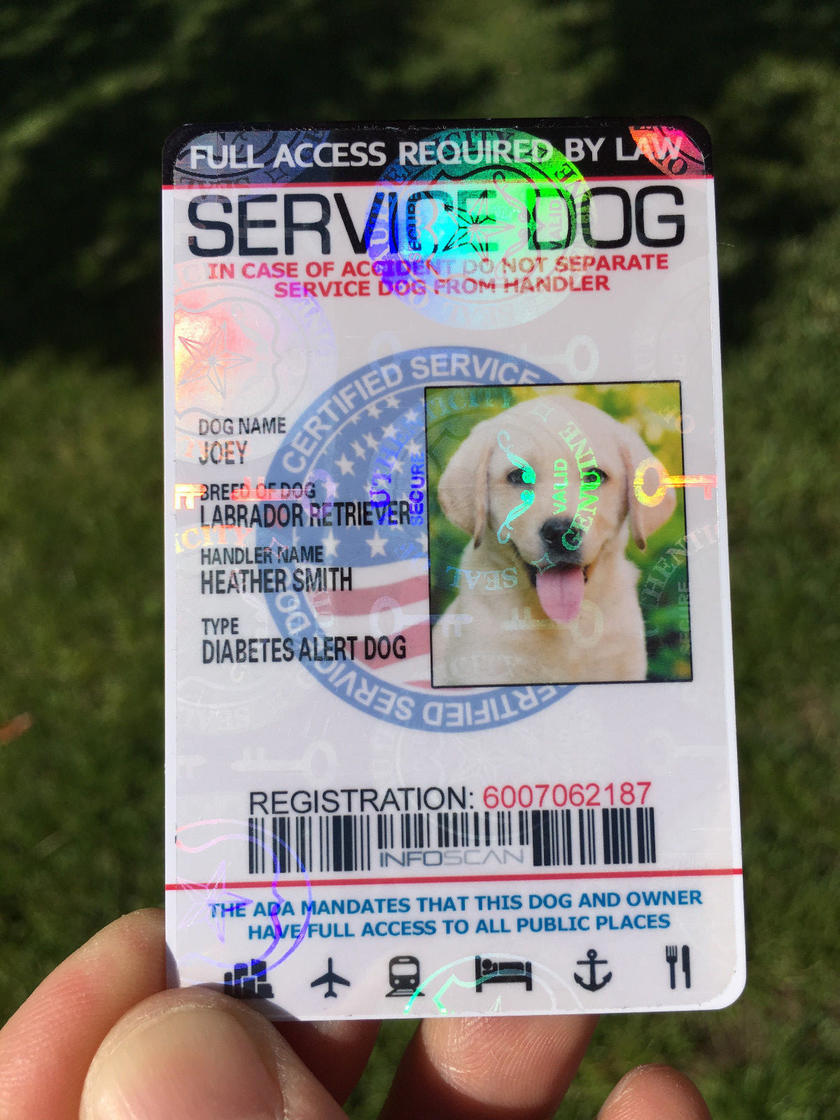 Service Dog Id Card Customized Holographic ESA – 160 Product 5 STAR Rating