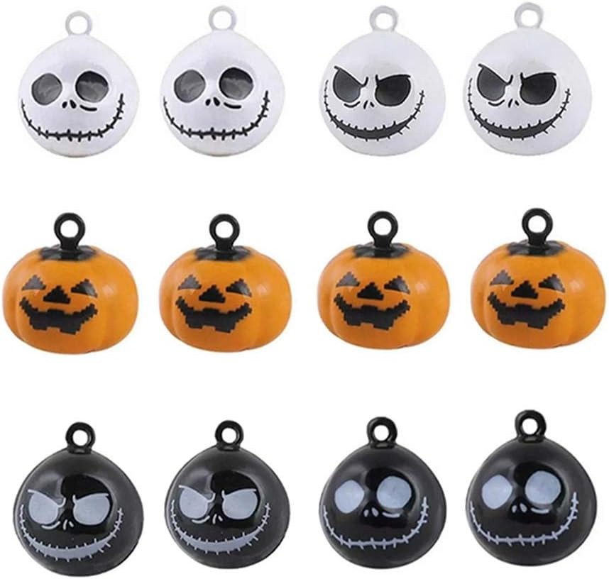 12Pcs Pumpkin Bells Halloween Ghost Skull Bells DIY Halloween Decorations Pendan