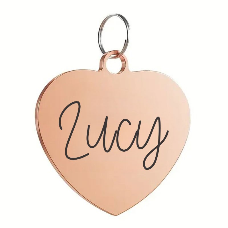 Custom Heart Pet ID Tag Deep Engraved Stainless Placa Corazon Perro Gato USA