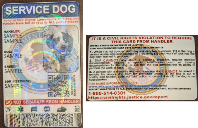 HOLOGRAPHIC SERVICE DOG ID CARD – DUAL SIDED CUSTOMIZABLE PHYSICAL & DIGITAL