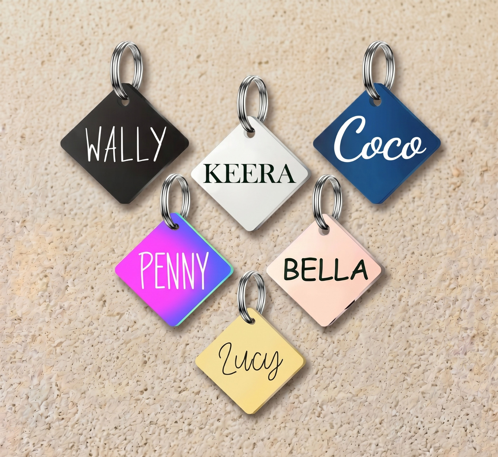 Custom Diamond Dog ID Tag Placa ID Perro Deep Engraved Stainless Steel USA