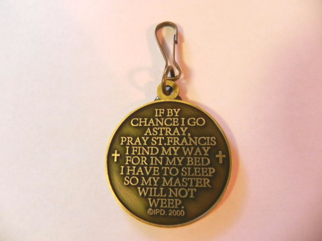 SAINT ST FRANCIS DOG COLLAR TAG WITH PRAYER Bronze Tone pet medal QUALITY NEW