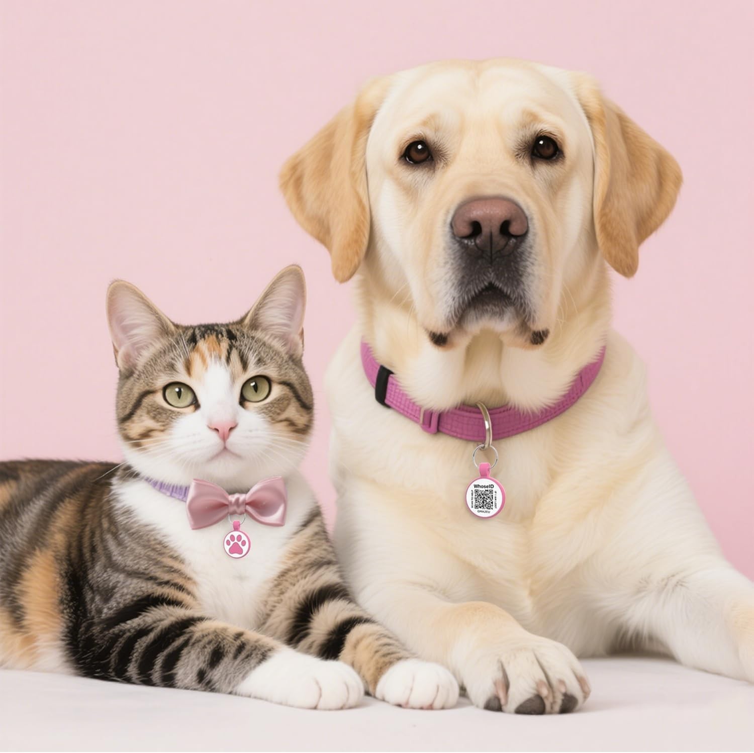 1.25″ Personalized QR Code Dog Tag – Stylish Rose for Medium to Large Breeds