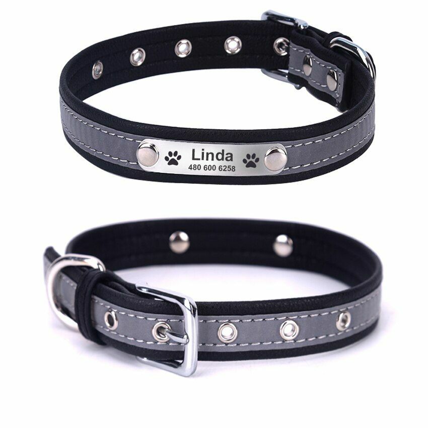 Personalized Custom Engraved Cat And Dog Collar Leather Neck Tag Pet Accessories
