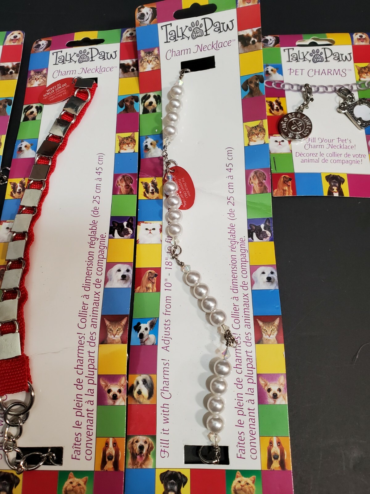 Talk to the Paw Dog 3 Charm Necklaces & 4 Pet Charms 10 – 18 inches