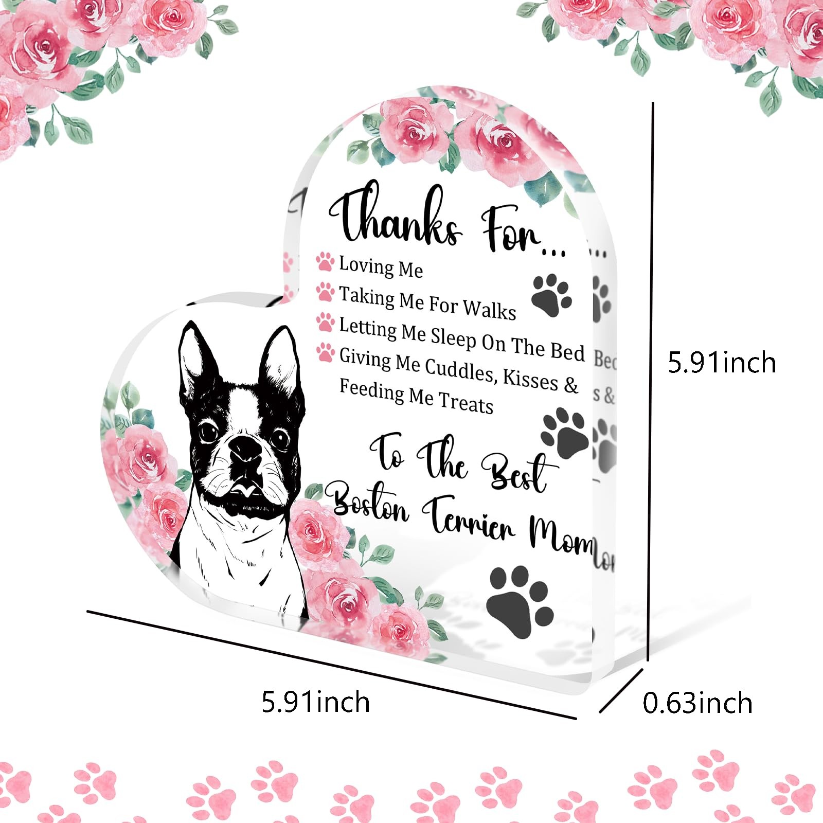 Tian Zhun Boston Terrier Gifts for Women Thank Terrier,