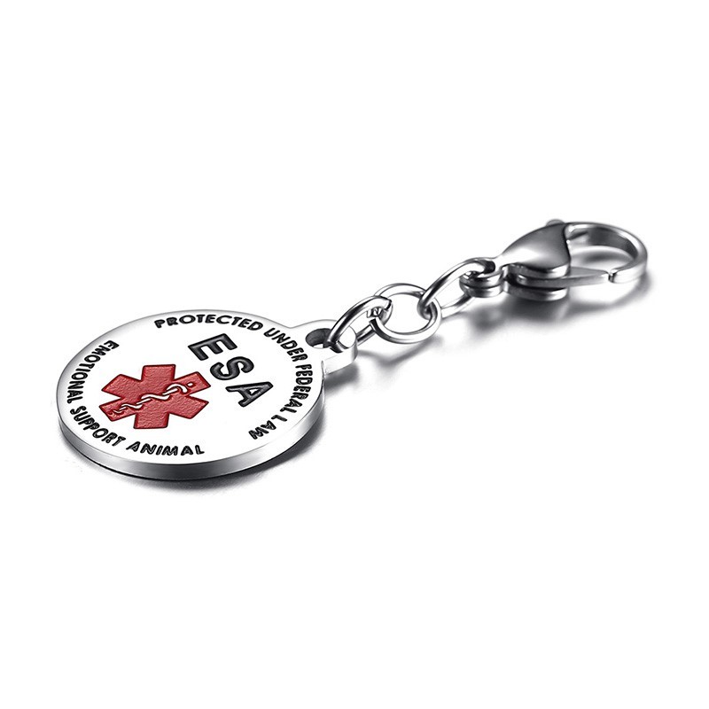 Stainless Steel Emotional Support Animal Dog Medical Pet Round Pendant