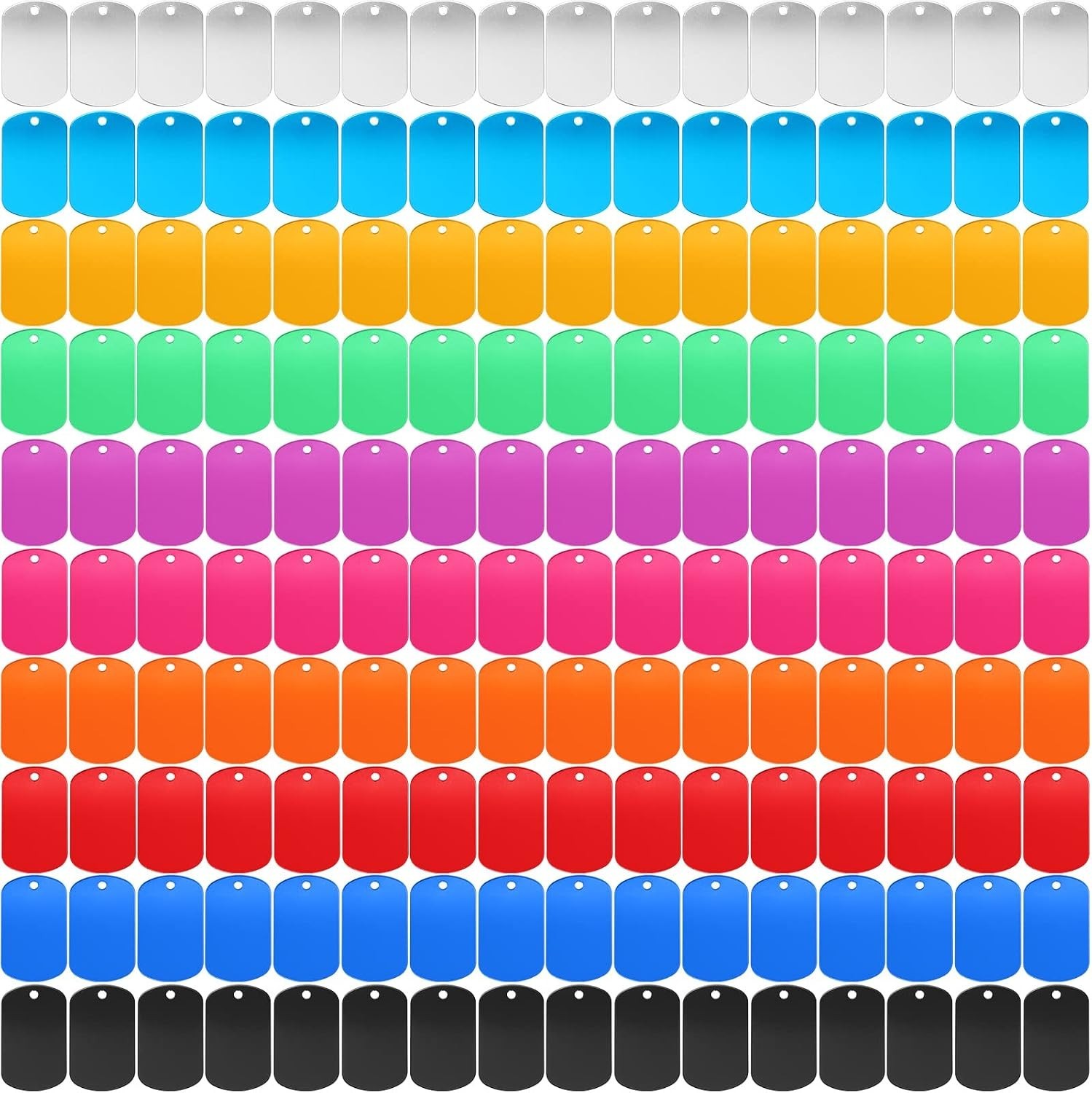 Metal Stamping Blanks, 300 Aluminum Dog Tags, Multicolor