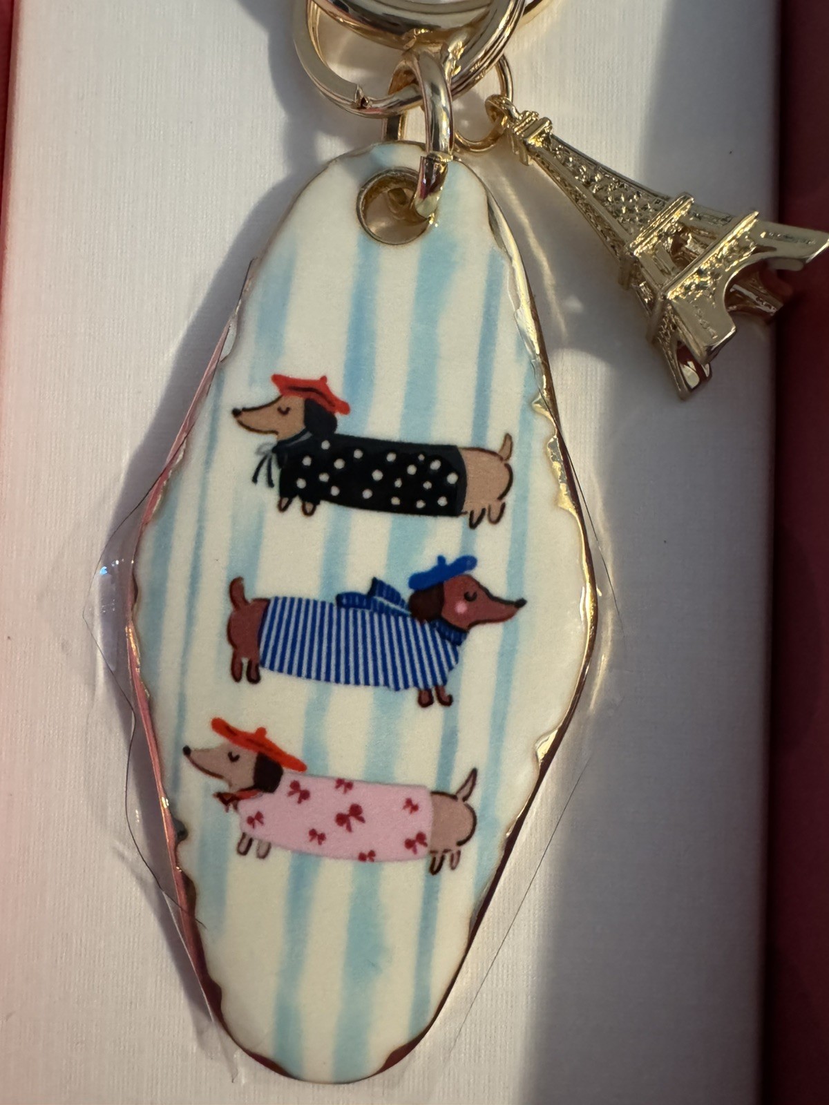 Piper K Dachshund Doxie Dog Bag Charm Keychain Eiffel Tower Paris Rare HTF
