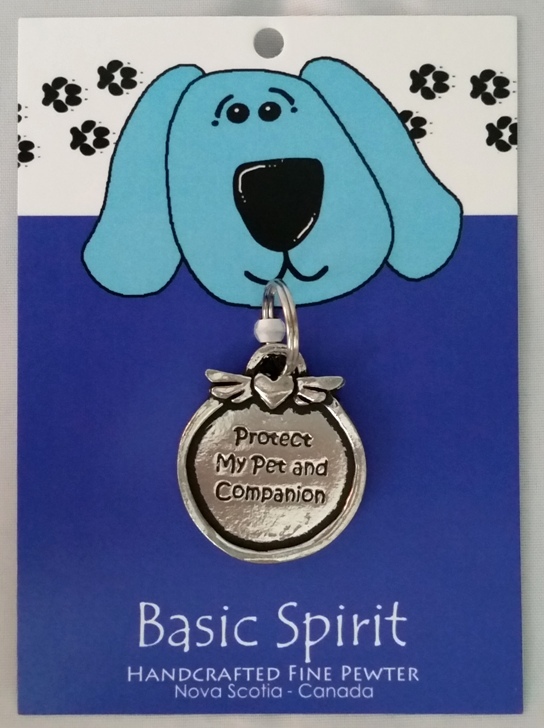 Handcrafted Pewter Dog Collar Tag ~ Protect My Pet and Companion ~ Basic Spirit