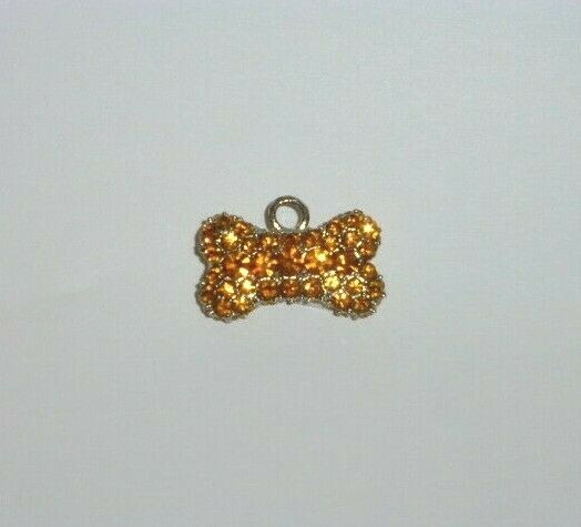 Golden Yellow Crystal “Puffed” Bone Shaped Charm, Two -Sided, November Birthday