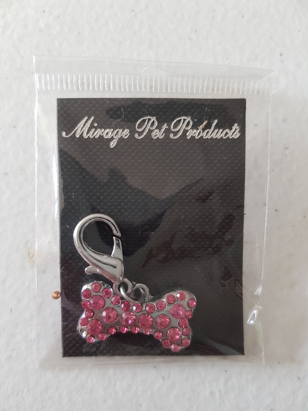 Collar Charm – Dog Cat Pink Bone Bling Diamond Diamante Clip On
