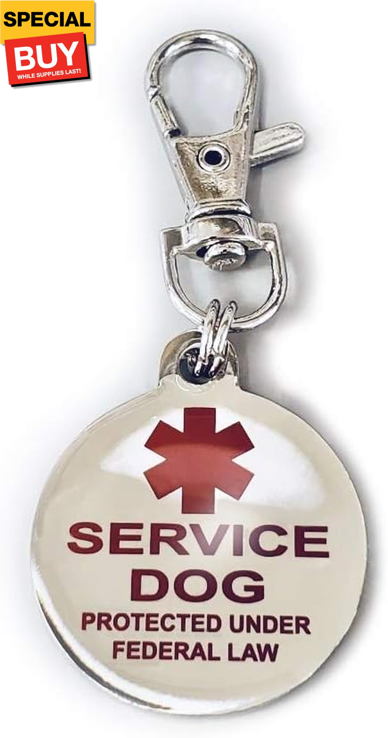 Service Dog Tag | Double Sided Federal Protection with Medical Alert Symbol |Inc