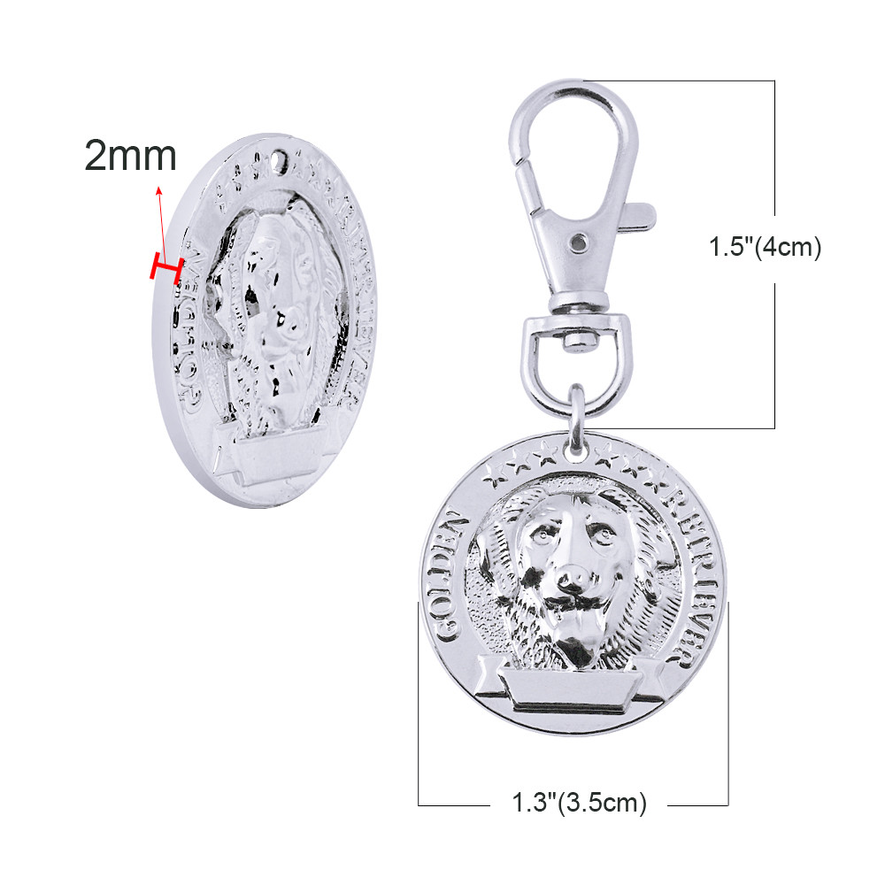 Dog Breeds Personalized Dog Tag 3D ID Custom Free Name Engraved Brass Silver