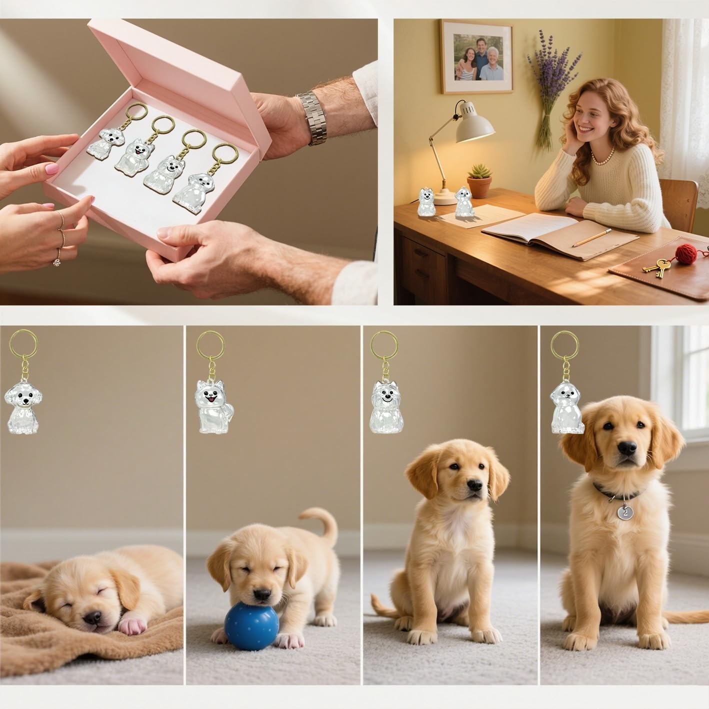 4 Pack Dog Hair Keychain | Pet Memorial Keepsake Bottle