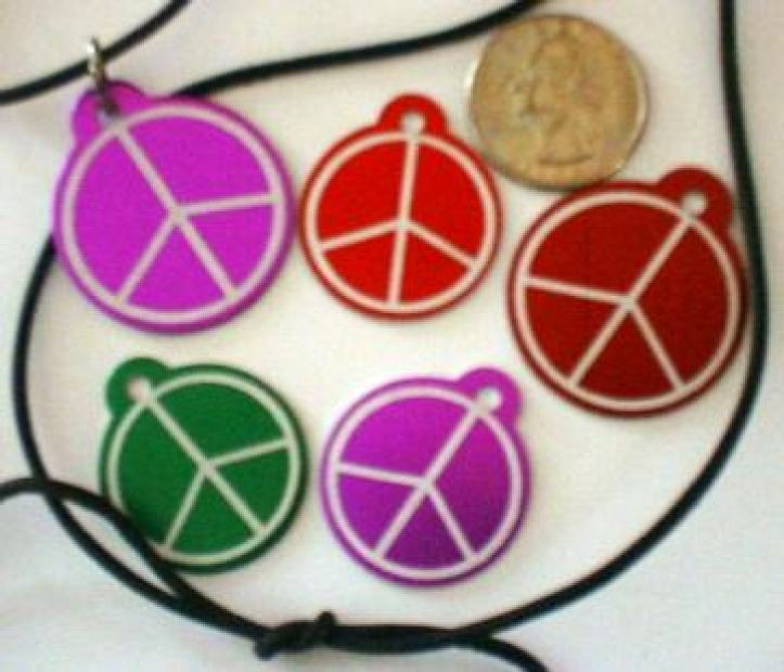 LASER DOG, CAT & PET ID TAGS! PEACE SIGN TAG- COOL!
