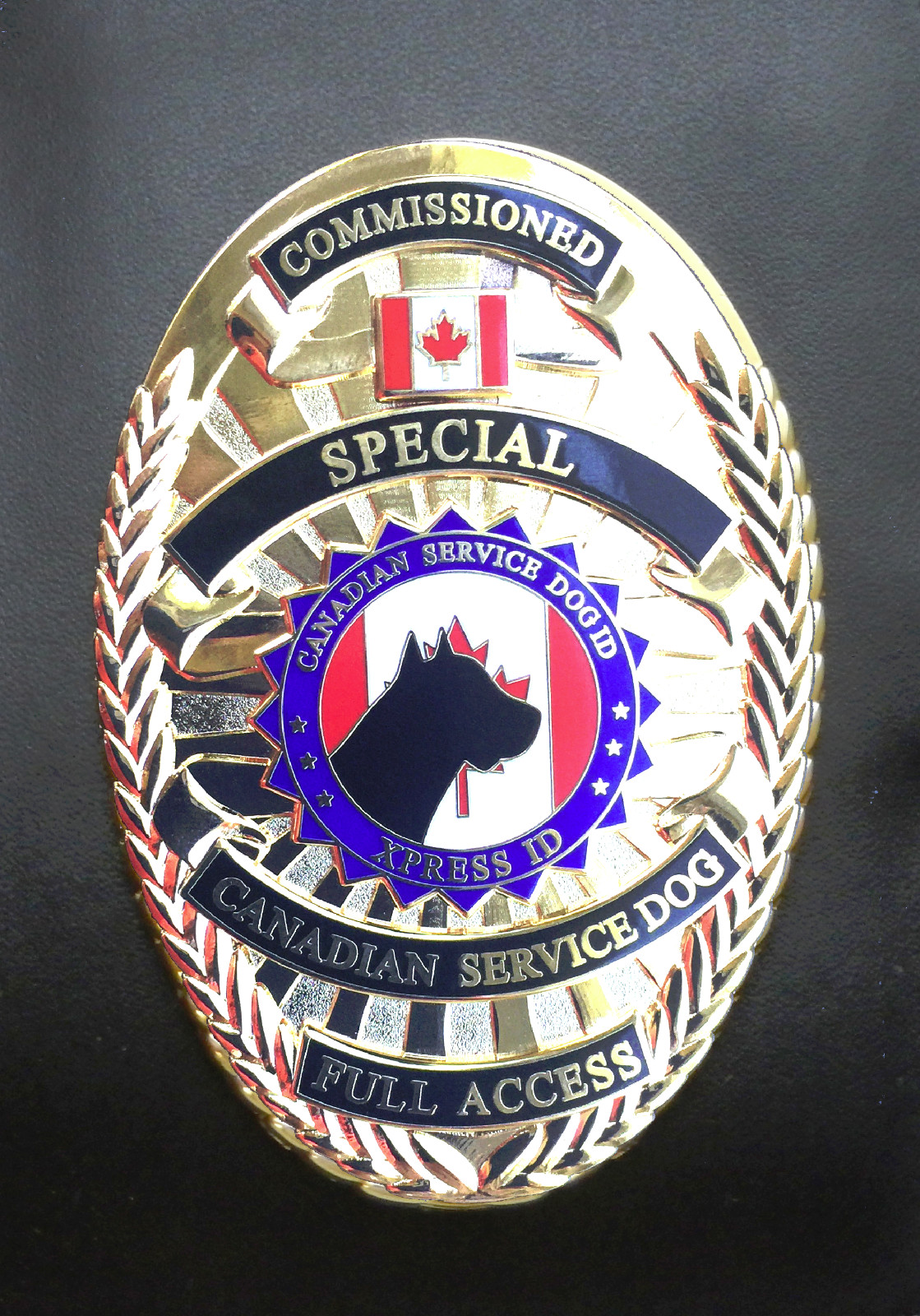 Canadian Service Dog ID Badge & Leather Wallet