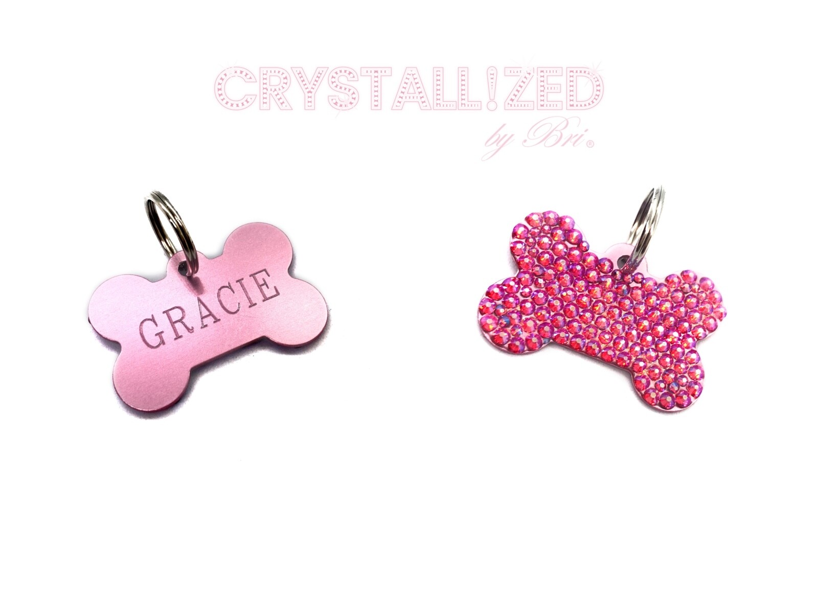 Custom Bling Dog Tag AUSTRIAN CRYSTALS Bedazzled Personalized Pet Name ID Collar