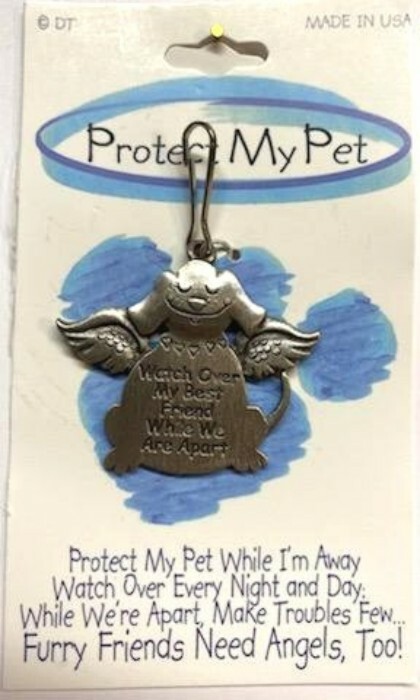 Dog Guardian Angel Collar Charm With Prayer Solid Pewter Made in USA by DT NEW