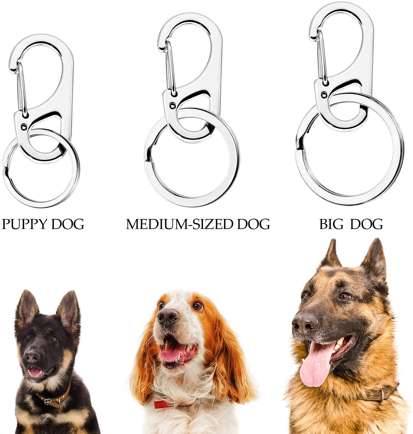 3 Sets Dog Tag Clip Dog ID Tag with Rings Holder for Dogs