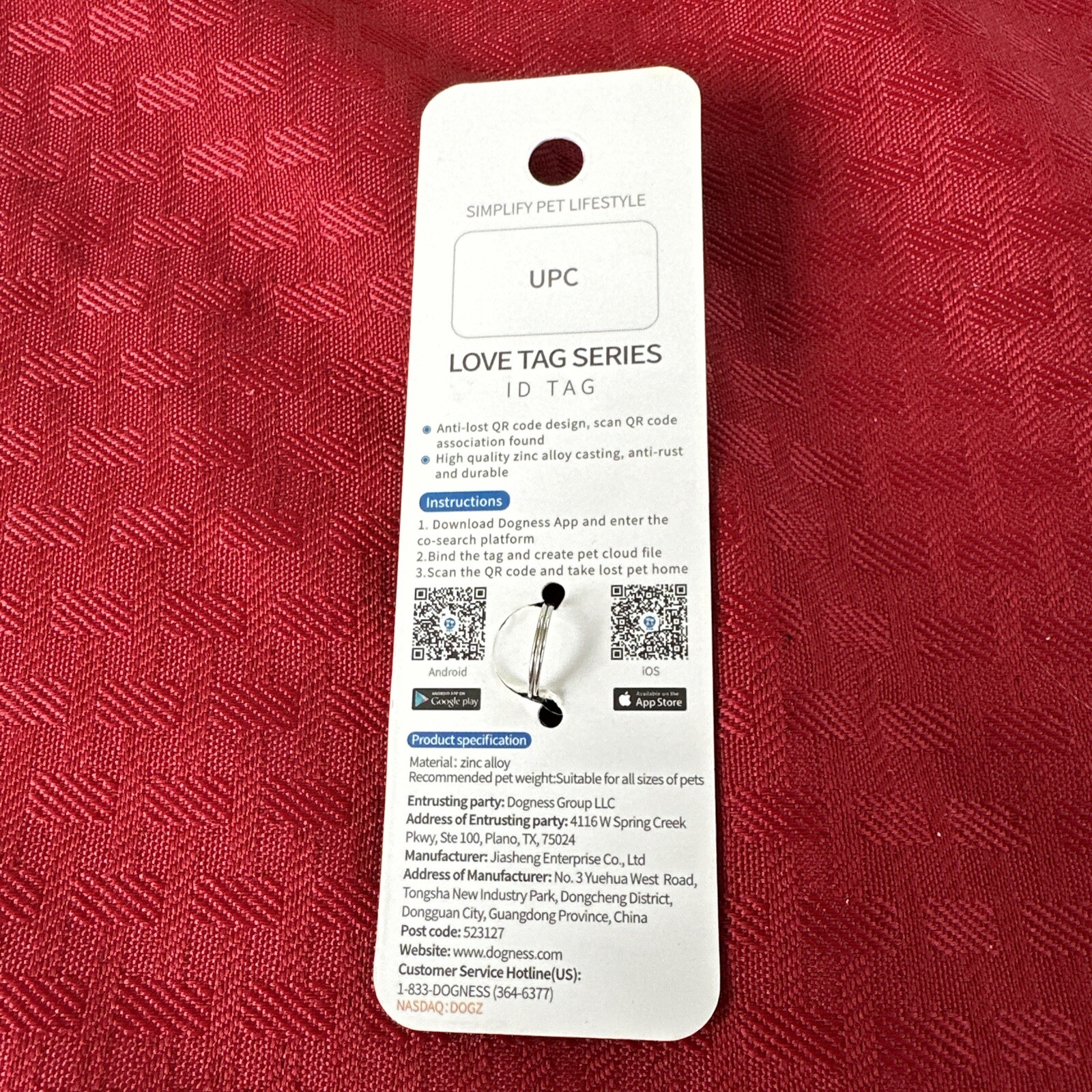 Dogness ID tag With QR CODE
