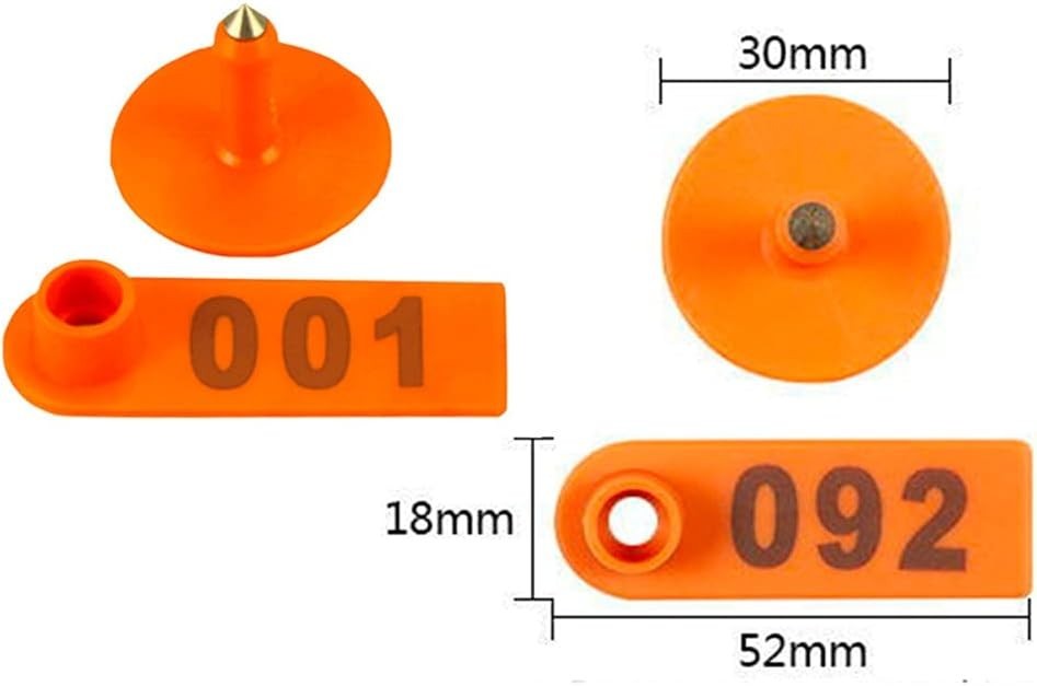 Set of 100 Numbered Goat Ear Tags 001-100 with Pins – Plastic Livestock Markers