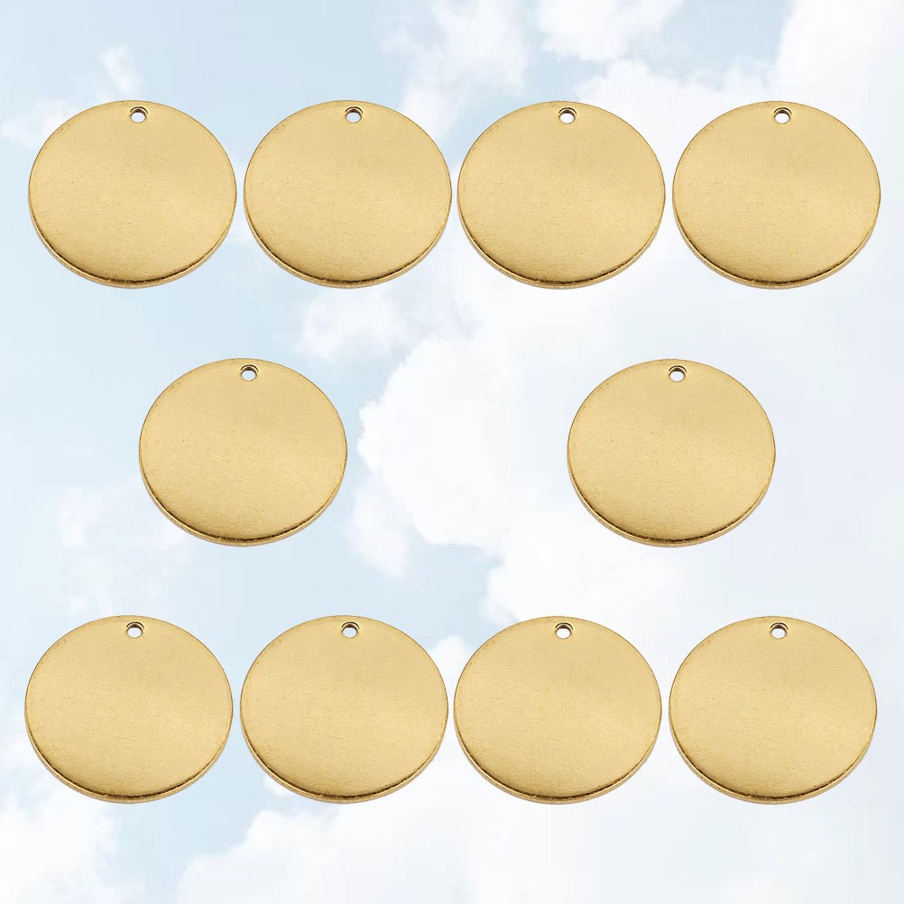 10Pcs Golden Round Pet Pendant Tags Alloy Material Anti Rust for Dog Id Hangings