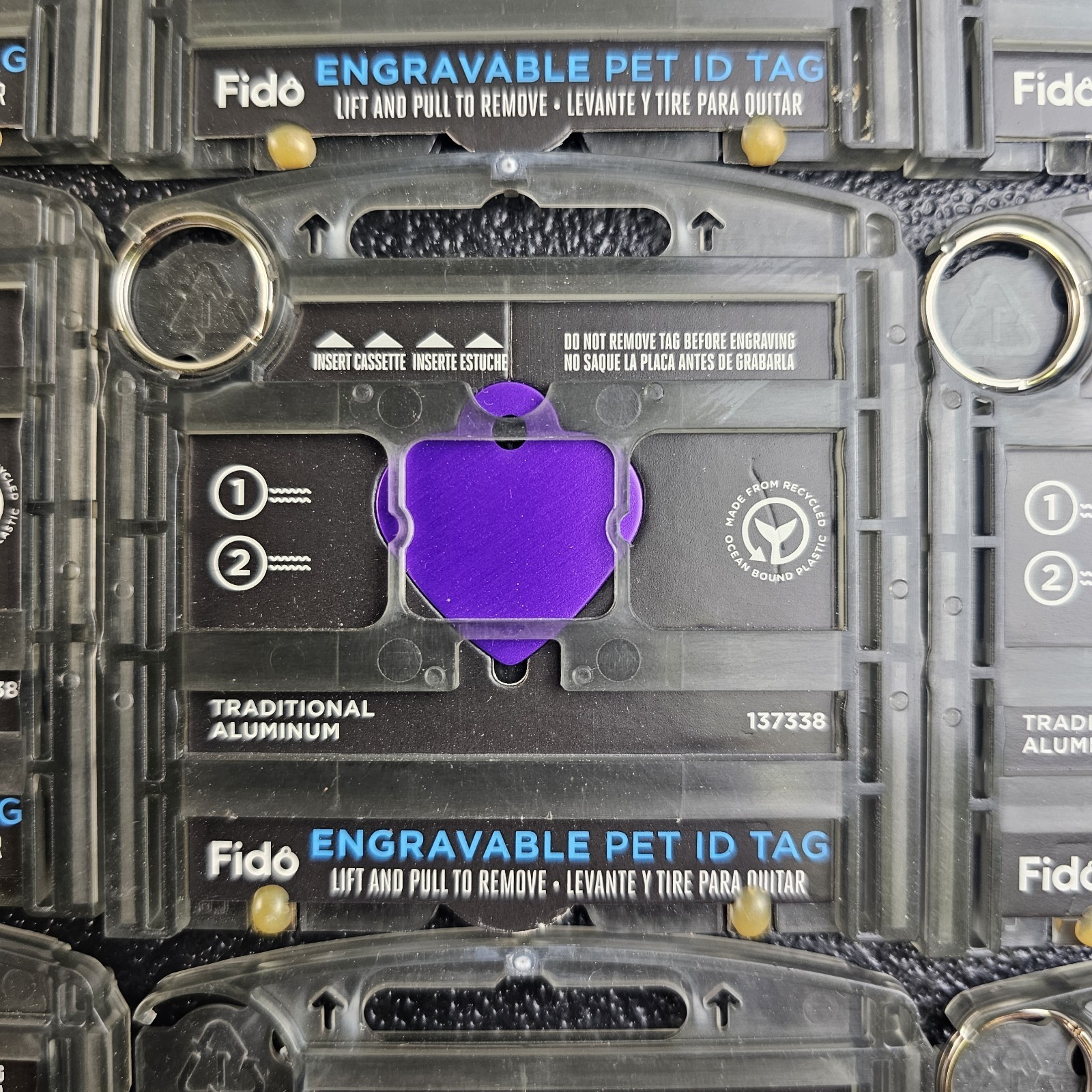 (S1)NEW FIDO ENGRAVABLE PET I.D. TAG PURPLE HEART, 9 PIECE