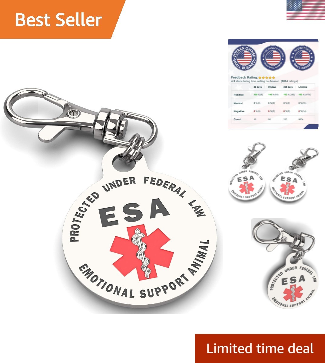 Durable Personalized ESA Tag – Eye-Catching Red Service Dog ID for Medium Breeds
