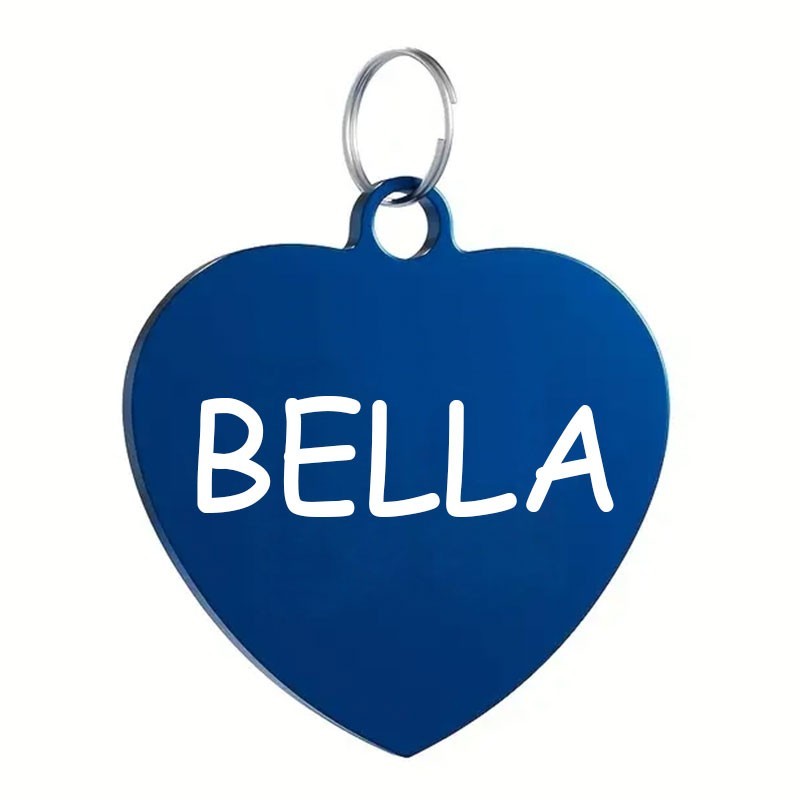 Custom Heart Pet ID Tag Deep Engraved Stainless Placa Corazon Perro Gato USA