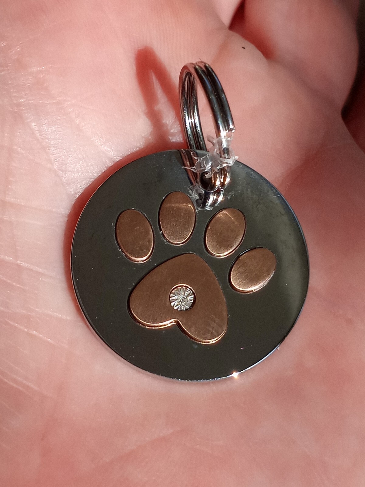 Dog Paw Print Tag Charm or Keychain