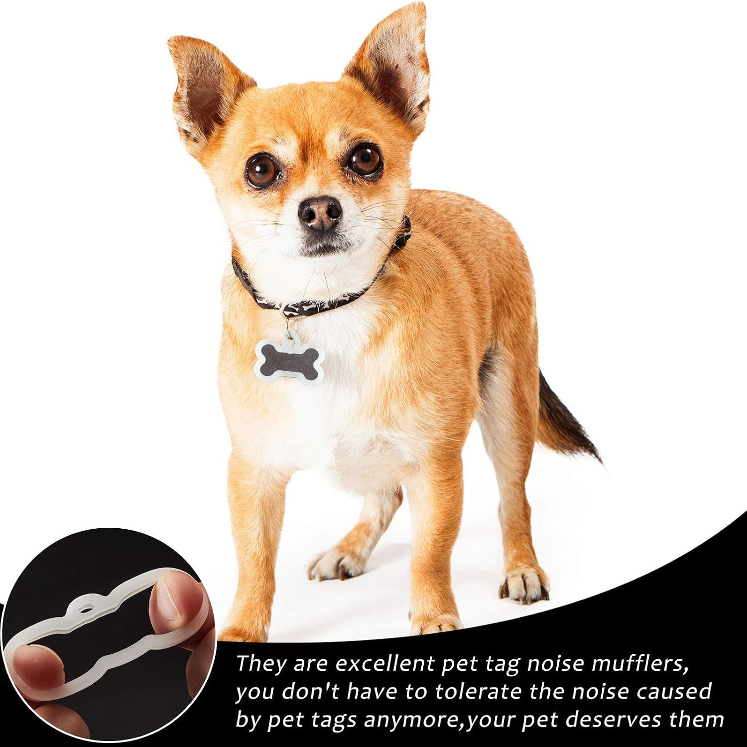 12 Pieces Silicone Dog Tags Silencer Dog Pet Name Tag Glow in the Dark Silencer