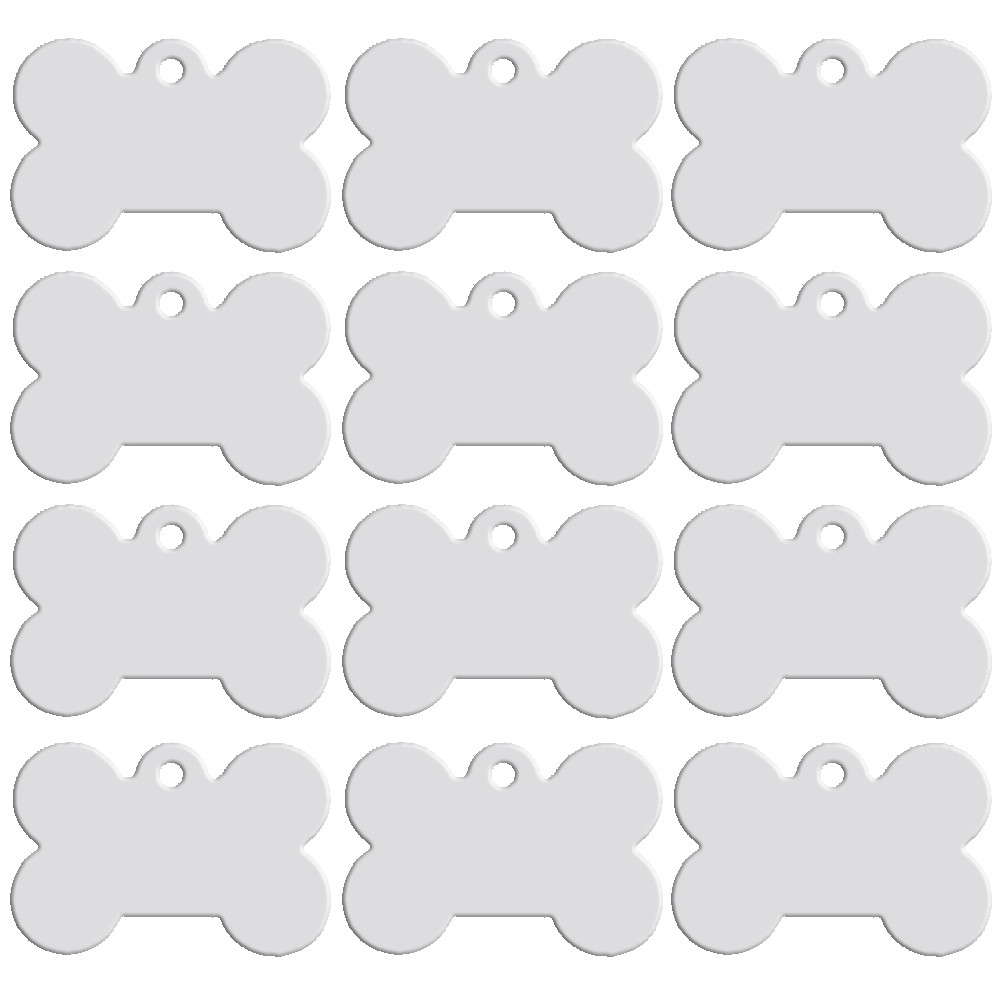 Wholesale Lot 100pcs Blank Dog Tag Anodized Aluminum Bulk Silver Bone Shape S L