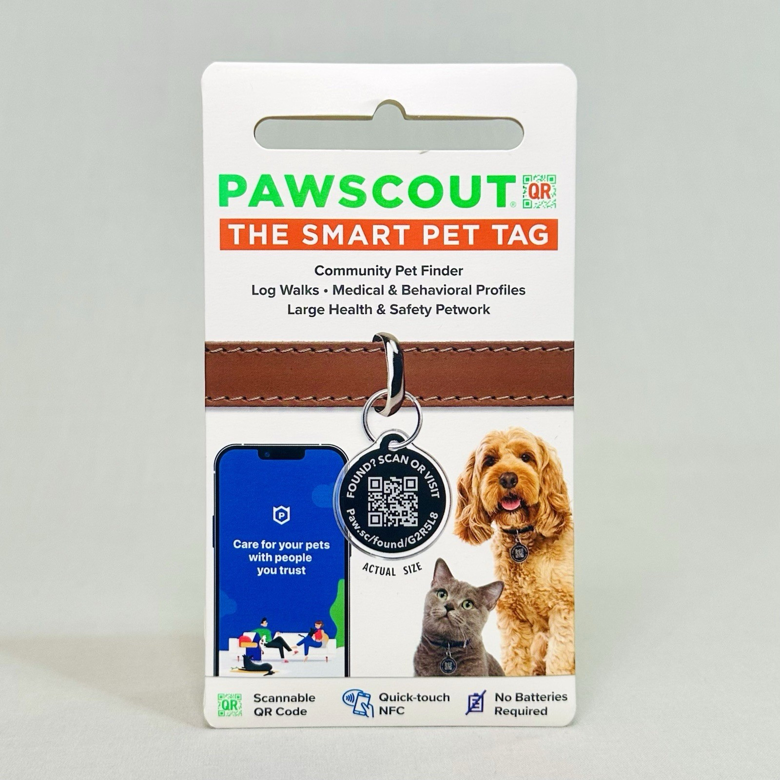 Pawscout Smart Pet Tag for Dogs & Cats QR Code NFC Water Resistant ID Finder NEW