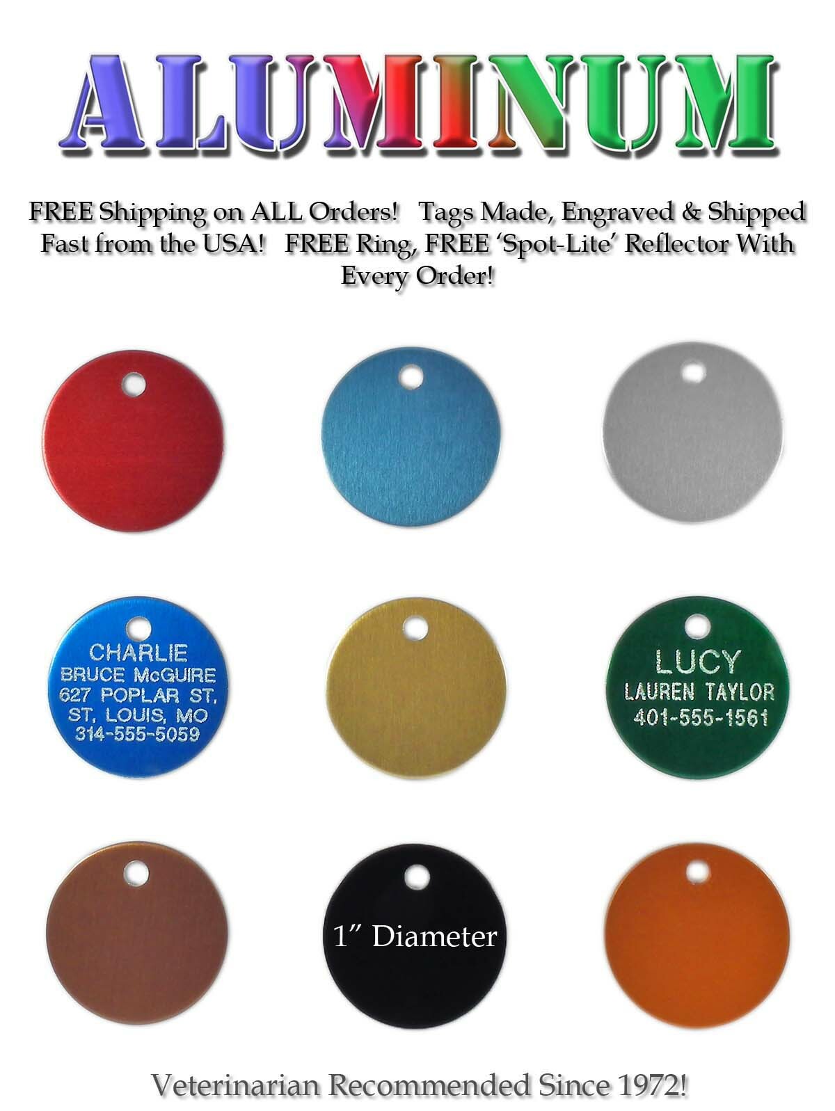 Small Pet Dog Cat Identification Name Tags – A Custom Engraved ID Tag – 9 Colors