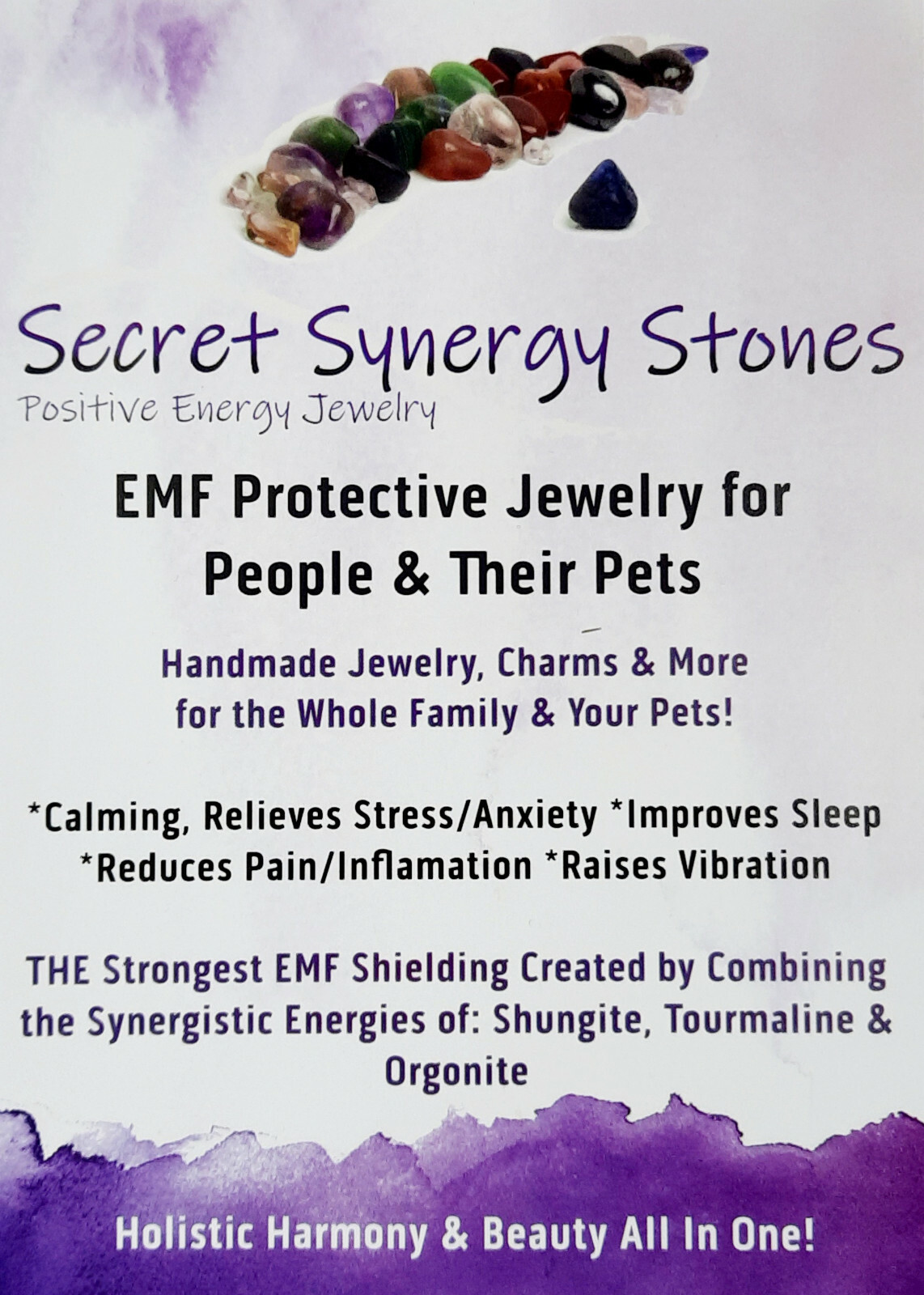 EMF 5G Pet Protection Dog Charm Orgone/Shungite/Black Tourmaline (Dogbone)