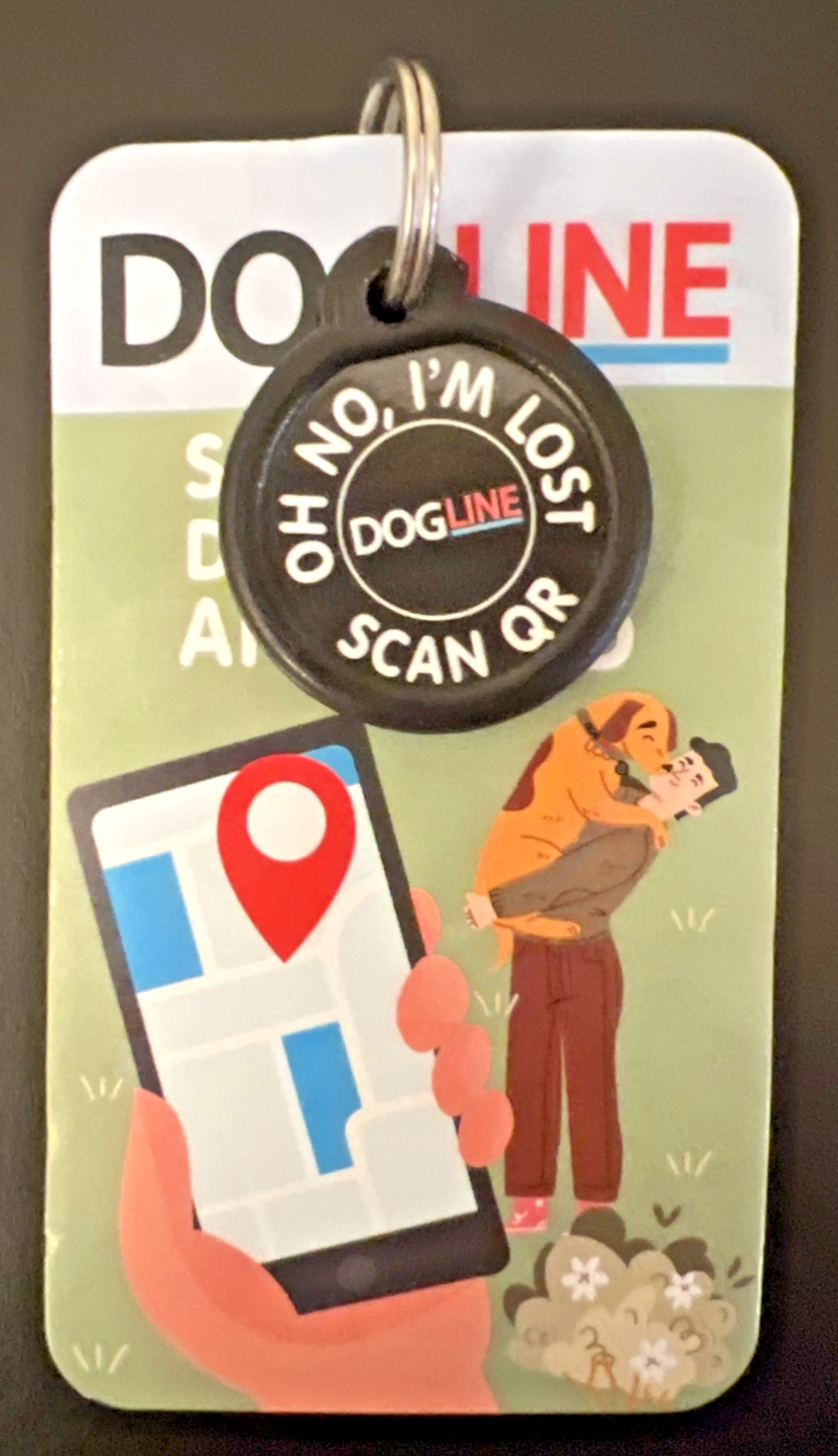 Dogline “Oh No, I’m Lost” Pet ID Tag with QR code & GPS Mapping for Dogs & Cats