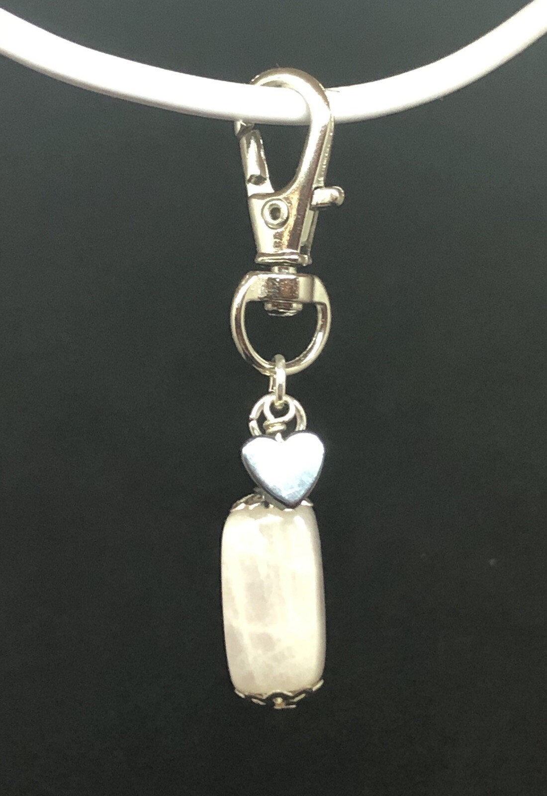Rose Quartz Healing Pet Charm, Heart Gemstone Collar Charm, Crystal Collar Charm