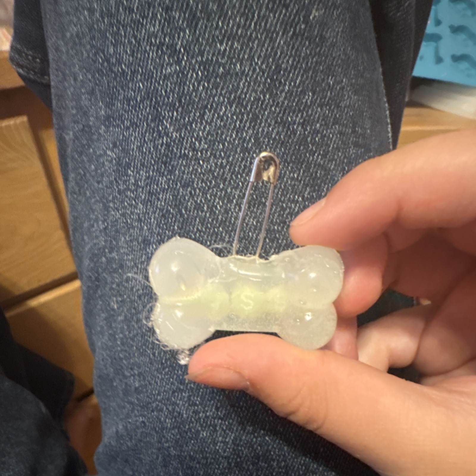 Personalized Clear Plastic Bone-Shaped Dog Collar Charm Name Beads “ESSA”