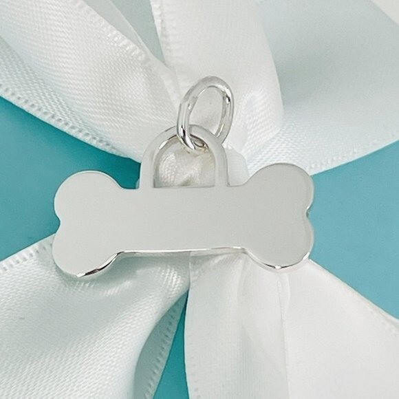 Tiffany & Co Dog Bone Pet ID Tag in Sterling Silver Engravable Charm or Pendant