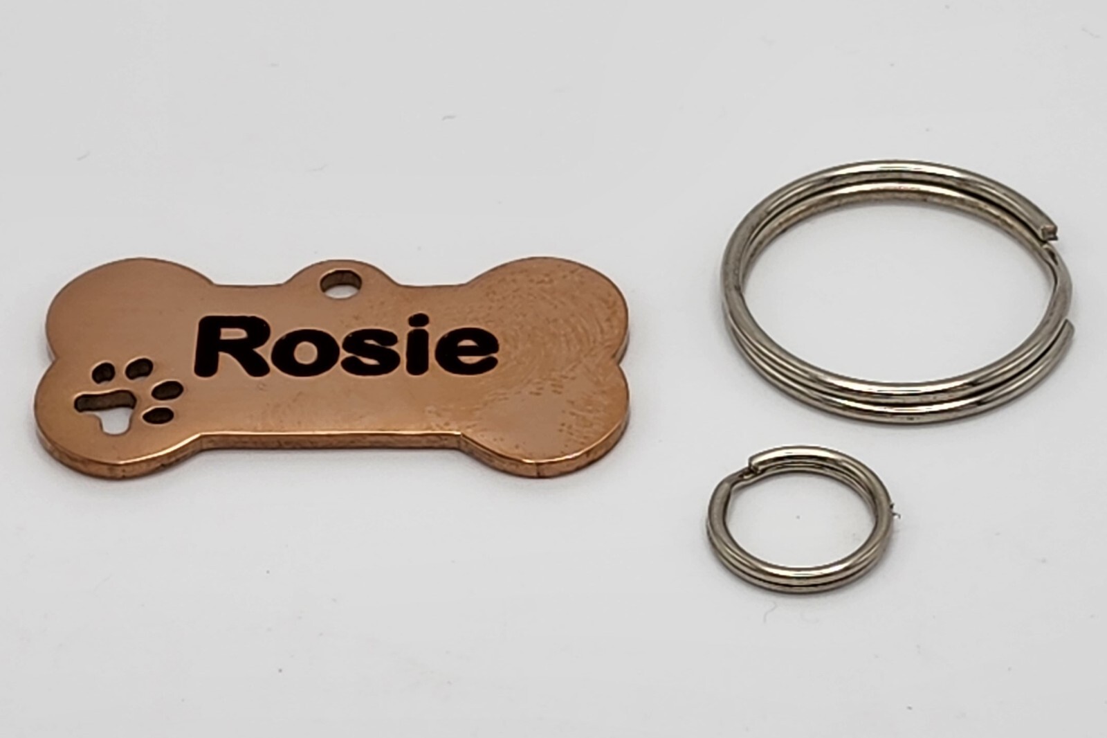 Bone Pet ID Tag – Paw Custom, Stainless Steel, Double-Sided, Paw Design Warranty
