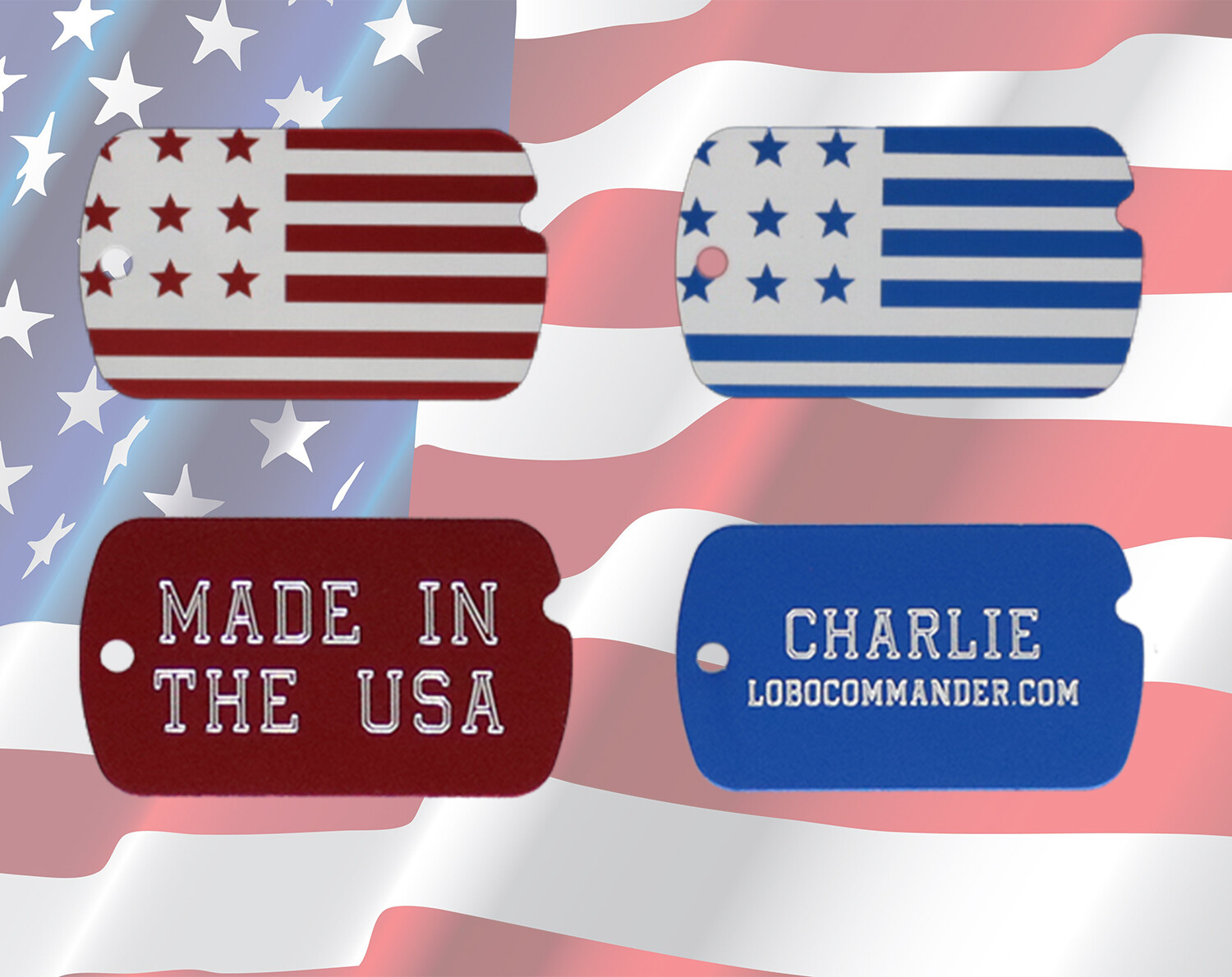 Custom Engraved Personalized Patriotic American Flag Military ID Pet Tag