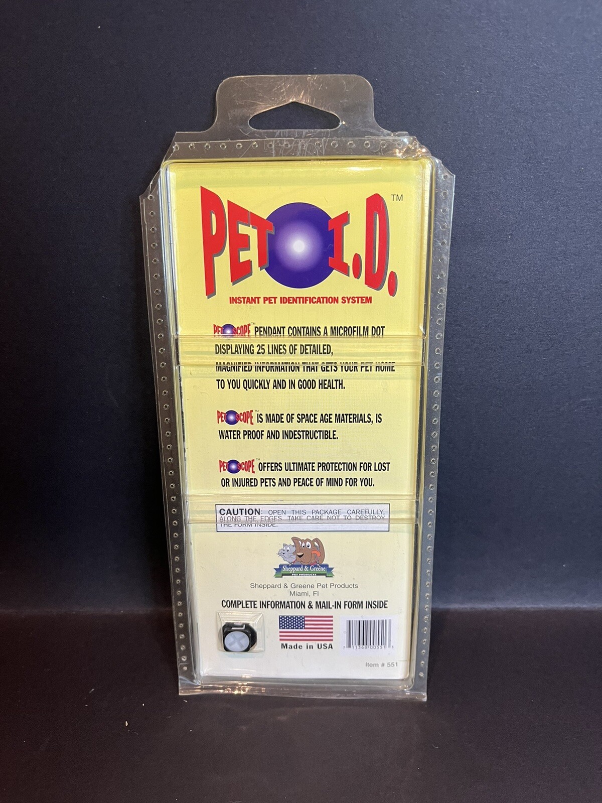 PET I.D. Instant Pet Identification System from Sheppard and Greene; Brand New