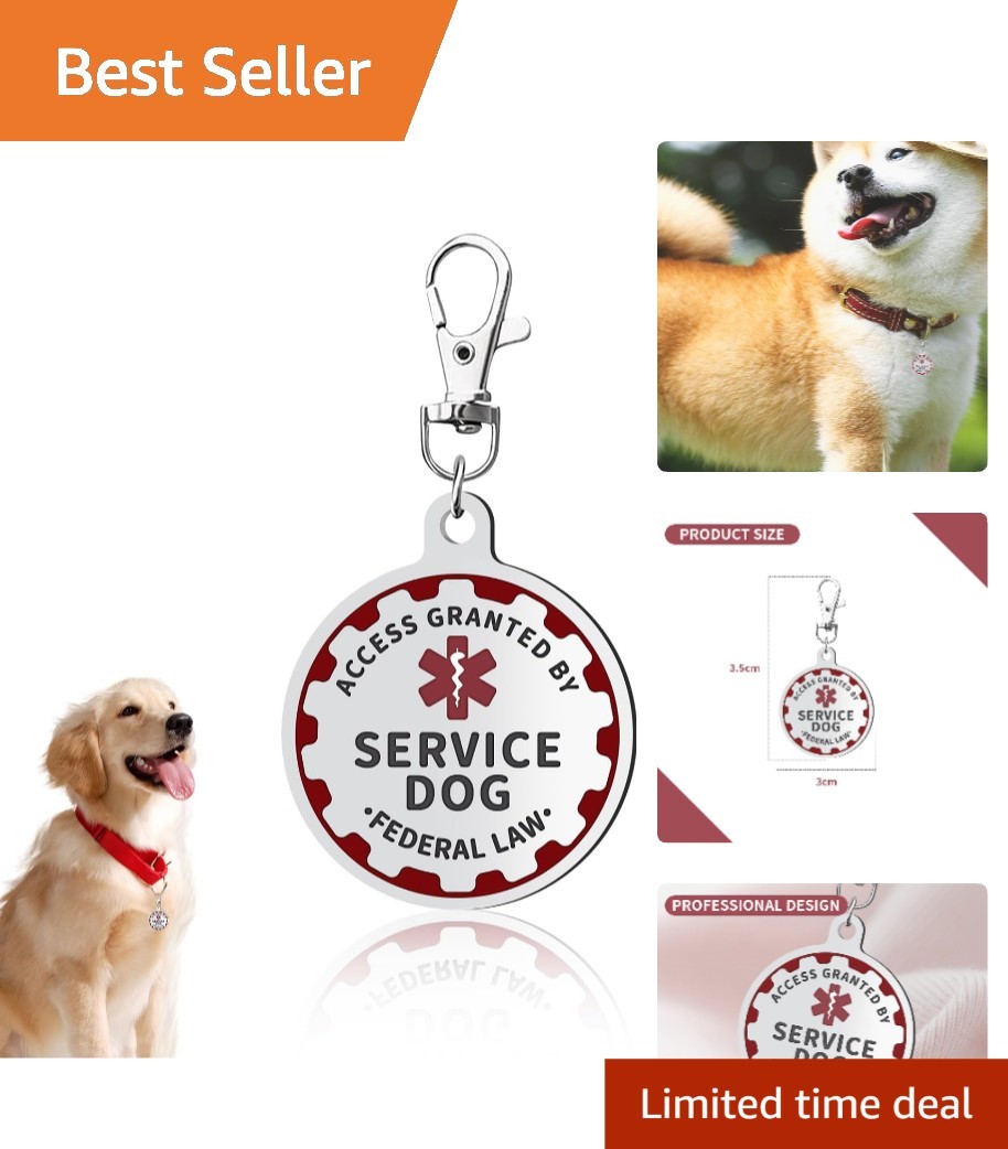 Elegant Stainless Steel Service Dog TAG – Double-Sided for Ultimate Visibility