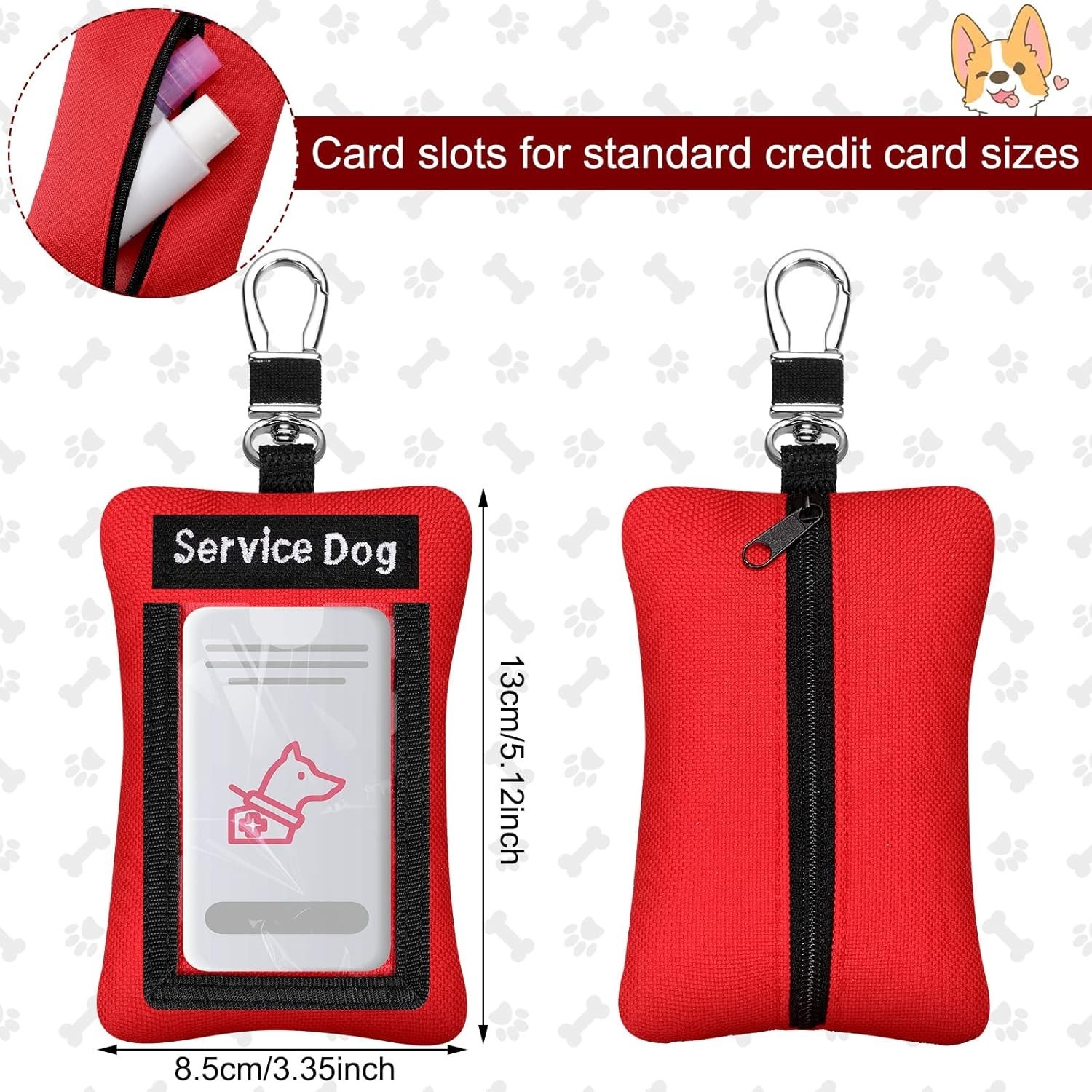 Convenient 2-Piece Service Dog ID Holder Set – Red Clip-On for Easy Display