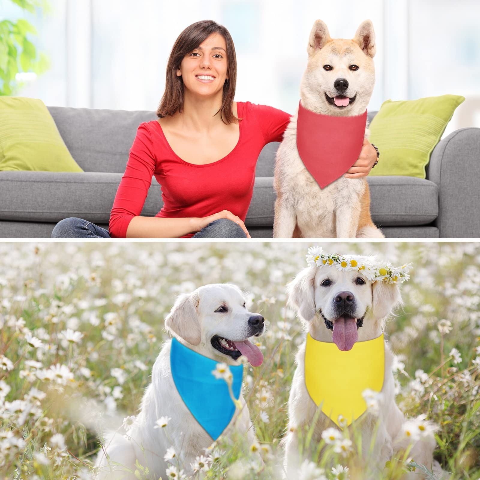 Sadnyy 60 Pcs Dog Bandanas Bulk Heat Transfer Pet Bibs Sublimation Bandana Bl…