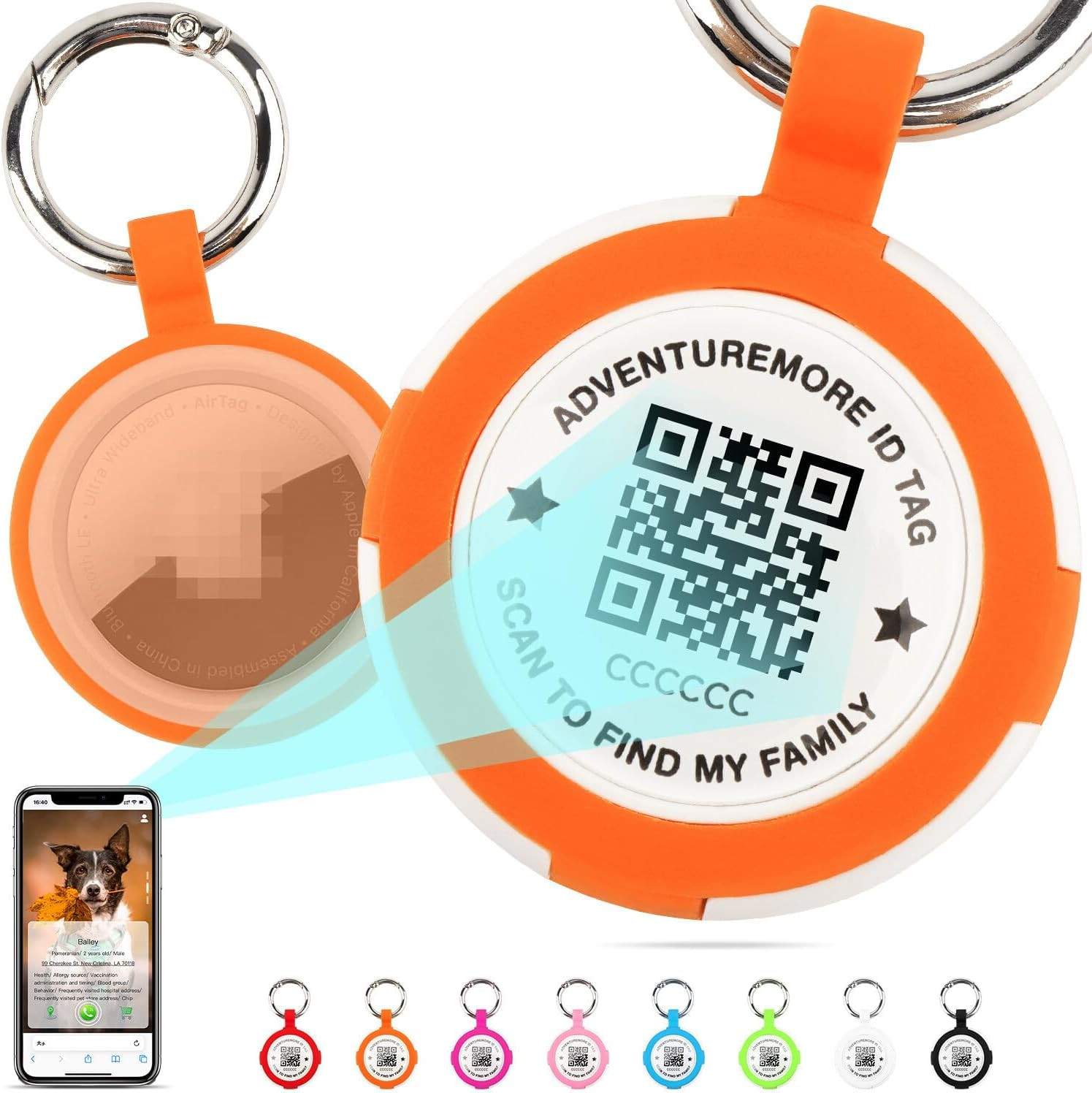Tags Holder with QR Code Dog Tag, Tags Case with Anti-Lost O-Ring, Waterproof Du