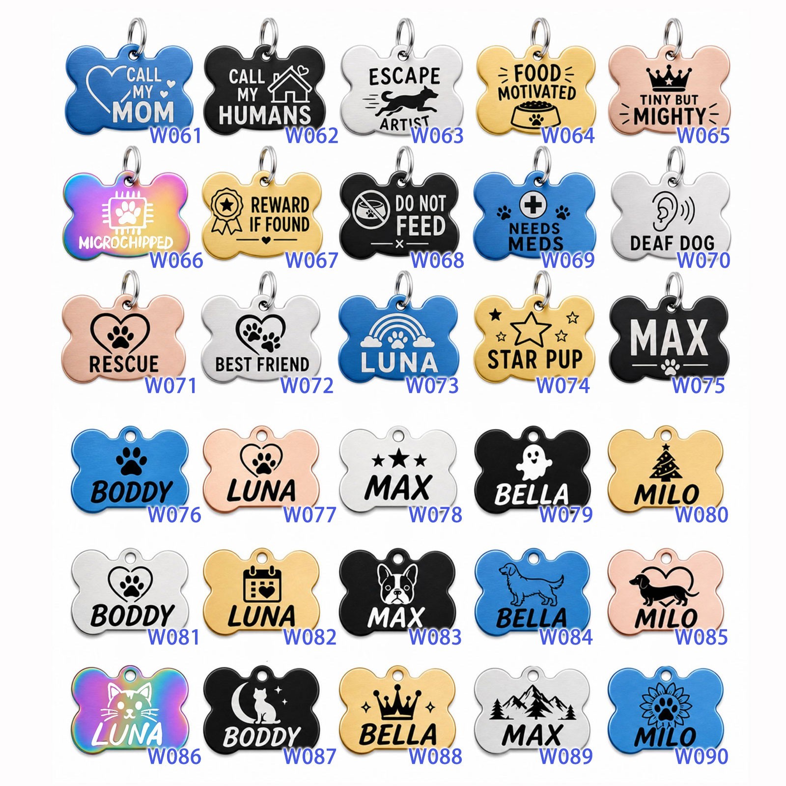 Personalized Pet ID Tag Custom Engraved Name Phone Stainless Steel Bone Tag