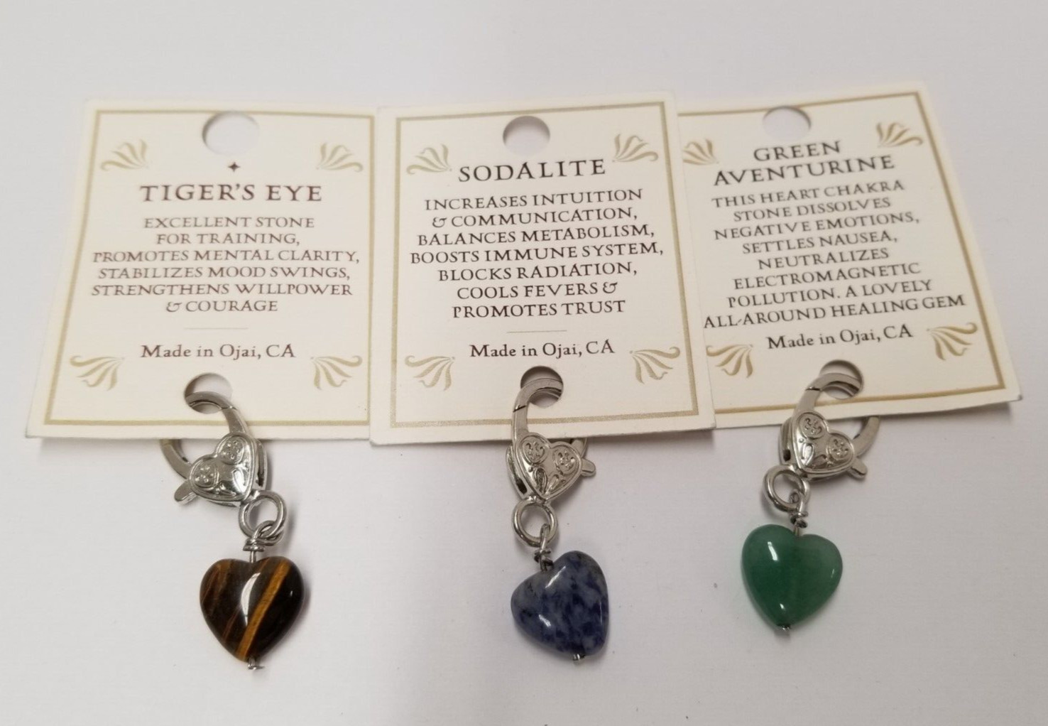 Training, Immune System, & Healing Crystal Heart Pet Collar Charms (3 Pack)
